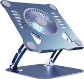 Adjustable Aluminum Laptop Cooling Stand with 3-Speed Fan, Ergonomic Laptop Stand for Desk, Cooling Pad for 10-15" Notebooks