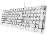 Retro Punk 104-Key Wired Mechanical Keyboard with Media Knob & White Backlit