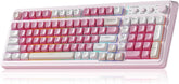 Cute Pink 99-Key Tri-Mode Wireless Gaming Keyboard with RGB Backlit