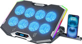 ICE COOREL Gaming Laptop Cooling Pad with 8 Fans, RGB Laptop Cooler Stand for 15-17.3 Inch, 6 Height Adjustable with Dual USB Ports & Phone Holder