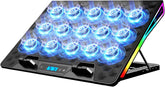 15-Fan RGB Gaming Laptop Cooling Pad with Adjustable Height & USB Ports
