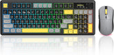 Tri-Mode RGB Wireless Keyboard & Mouse Combo with Number Pad, Rechargeable