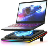 RGB Gaming Laptop Cooling Pad with 5.5" Turbo Fan, Adjustable Speed Laptop Cooler with 3-Port USB Hub for 15.6-19 Inch Laptops