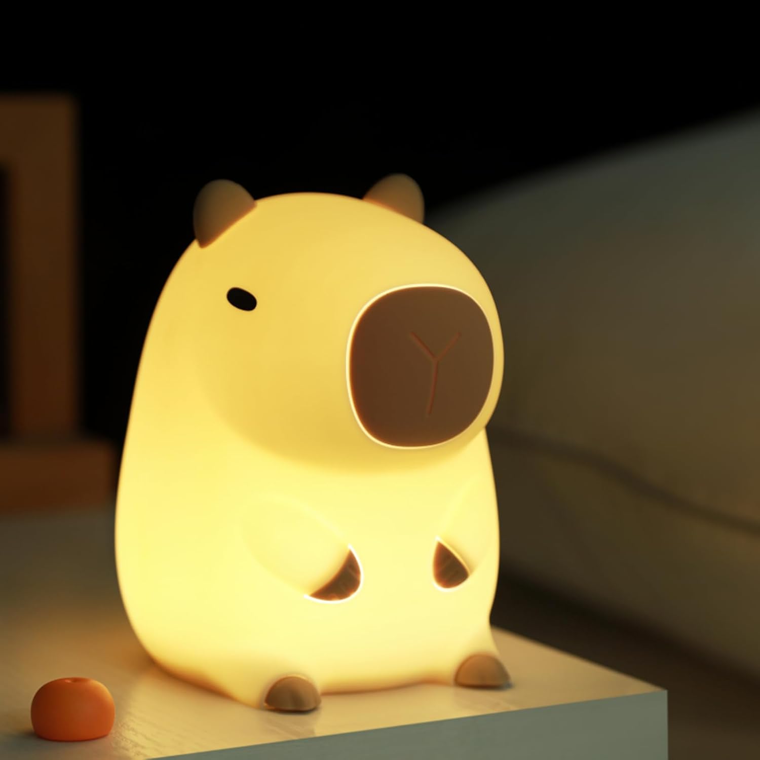 Cute Capybara Night Light, Food-Grade Silicone LED Squishy Animal Lamp with 2-Level Dimmable, Breastfeeding Nursery Nightlight for Room Decor, Funny Gift for Kids, Boys & Girls