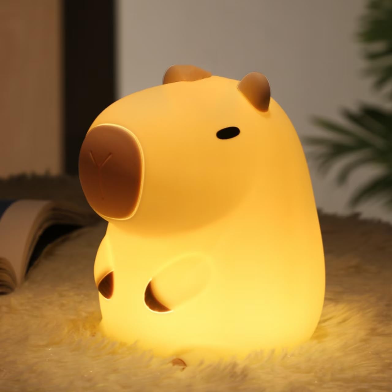 Cute Capybara Night Light, Food-Grade Silicone LED Squishy Animal Lamp with 2-Level Dimmable, Breastfeeding Nursery Nightlight for Room Decor, Funny Gift for Kids, Boys & Girls