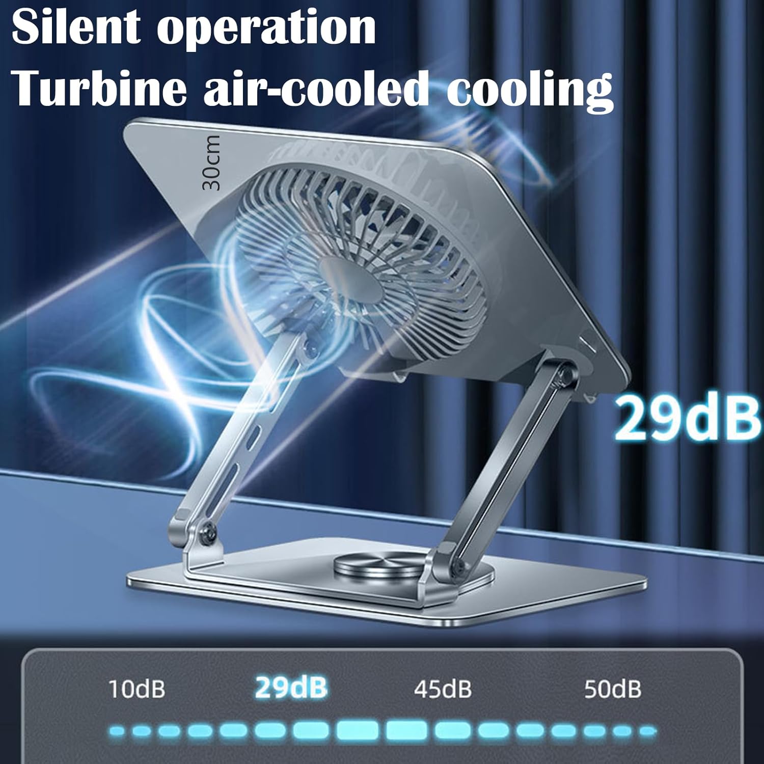 360° Rotating Laptop Stand with Cooling Fan, Adjustable Foldable Aluminum Riser