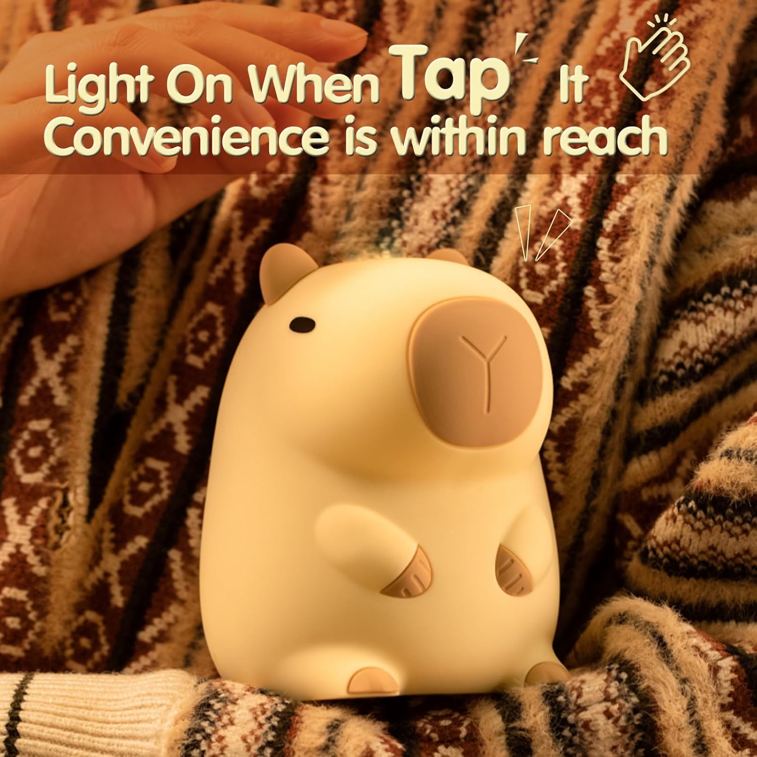 Cute Capybara Night Light, Food-Grade Silicone LED Squishy Animal Lamp with 2-Level Dimmable, Breastfeeding Nursery Nightlight for Room Decor, Funny Gift for Kids, Boys & Girls