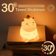 Cute Hippo Night Light with Little Duck, Food-Grade Silicone LED Squishy Animal Lamp, 2-Level Dimmable Nursery Nightlight for Desk Decor, Funny Gift for Kids, Boys & Girls
